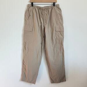 Standard / Cloth Tan Cargo Pants Straight Leg Utility Drawstring Elastic Size XL